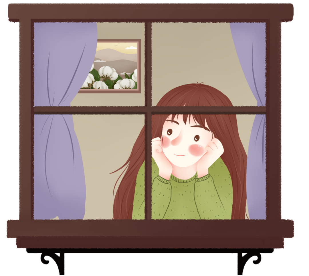 雙手托腮看著窗戶外的女孩可商用元素1743385174976.png